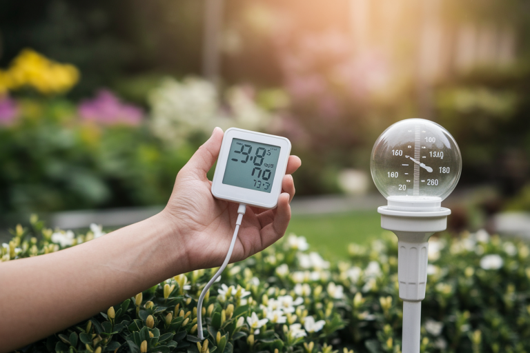 main-hygrometre-digital-pluviometre-jardin