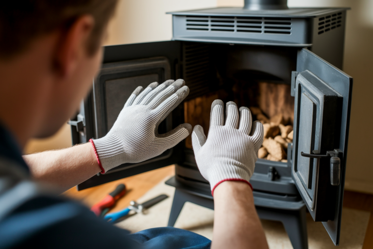 personne-gants-poele-granules-interieur